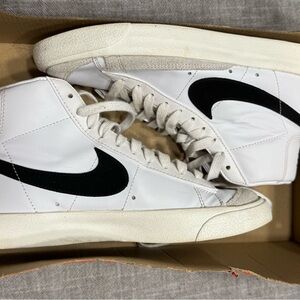 Nike Blazer Mid 77 White and Black High-Top Sneakers- Women’s size 7.5